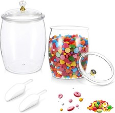 2 Pcs Candy Jars with Lids, Clear Plastic Cookie Airtight Sealed Storage