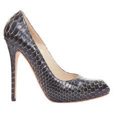 Alexander Mcqueen Scaled Leather Pump Heels Women Black Size 39