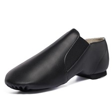 Unisex PU Leather Upper Slip-on Jazz Shoe with Elastics for Women and Men's D...