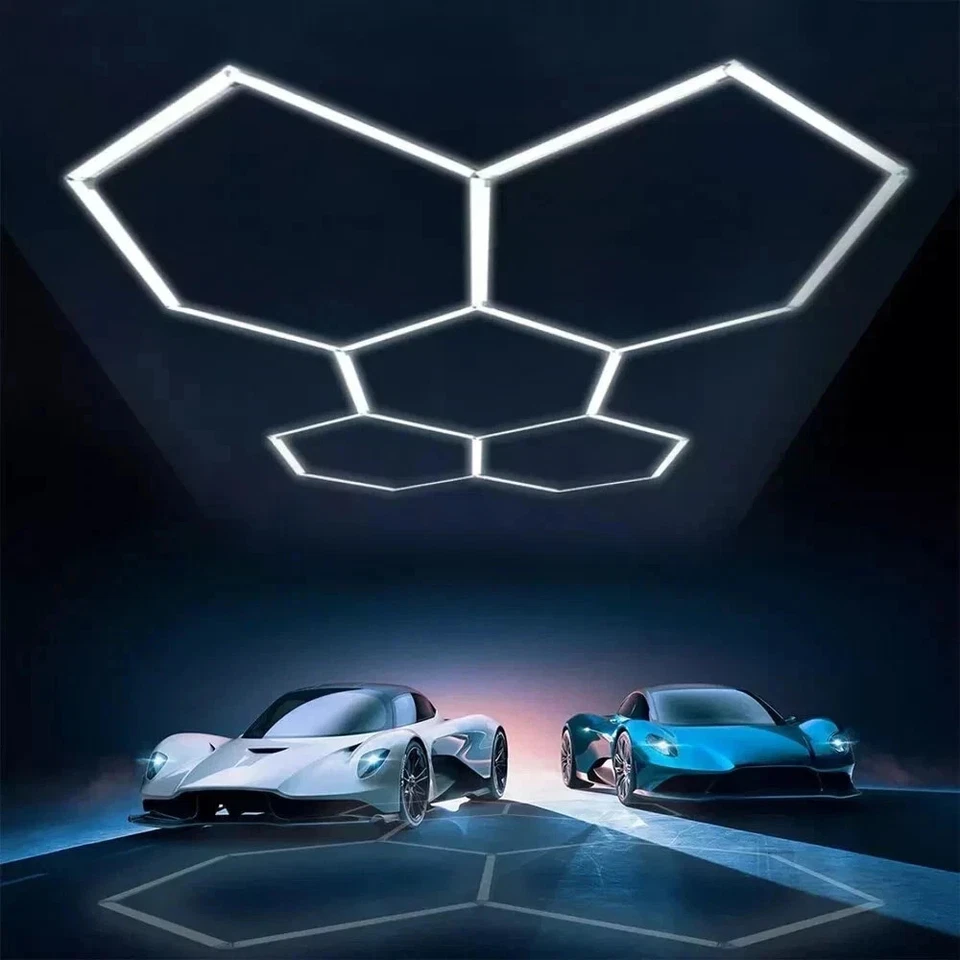5-14 x lampada LED esagonale officina garage parete soffitto luce illuminazione - Immagine 3 di 4