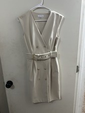 Calvin Klein Buisness Casual Dress Size2 Khaki Color Professional Look Button Up