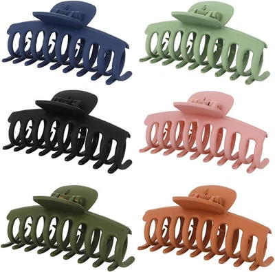 6 PCS Hair Claw Clips Big Claw Clips, Non Slip Hair Clip Strong Hold Jaw Clips f - Image 1 of 4