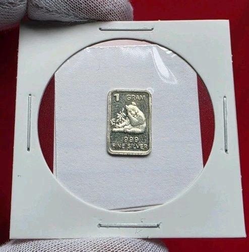 Chinese Panda Bear - 1 Gram .999 Fine Pure SILVER Bullion Mini Bar Coin Ingot