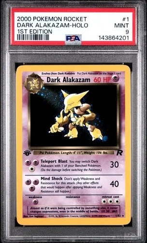 POKEMON DARK ALAKAZAM 2000 ROCKET 1ST EDITION #1 HOLO PSA 9