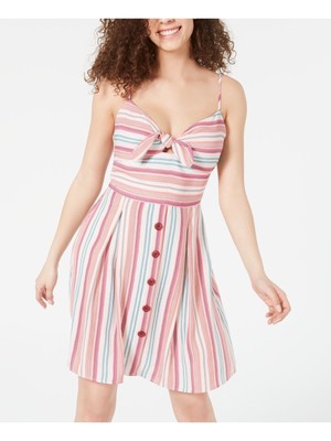 TEEZE ME Womens Pink Spaghetti Strap Above The Knee Shift Dress 910