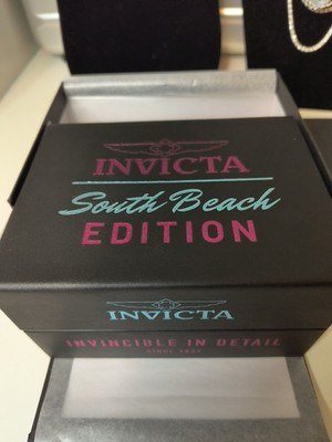Invicta South Beach Grand Diver Quartz 300m Date 48mm Black SS Bracelet Box