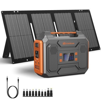 Portable Solar Generator, 300W Portable Power Station with Foldable 60W Solar...