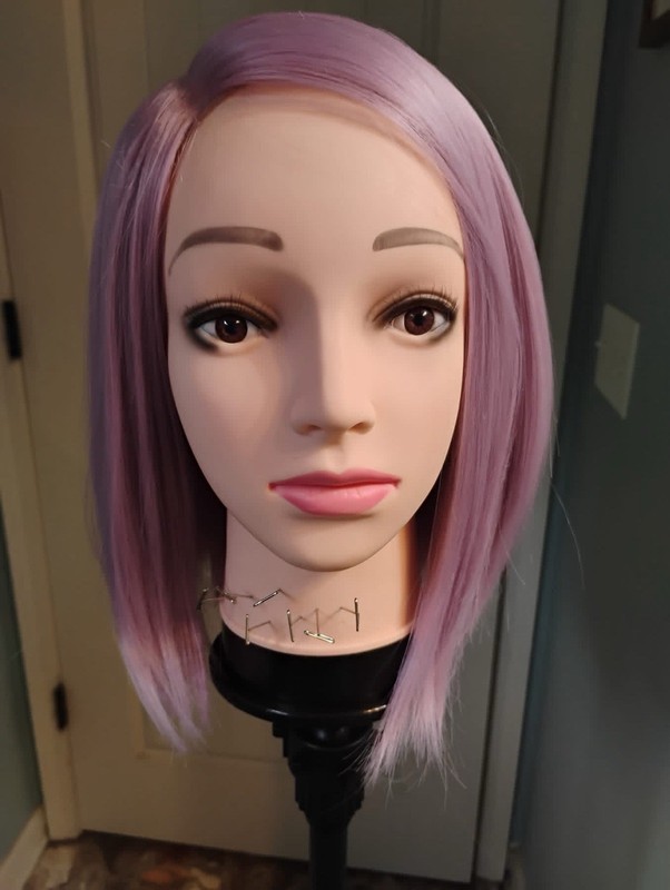 wig human hair blend wig Lavender Color. Worn Once .