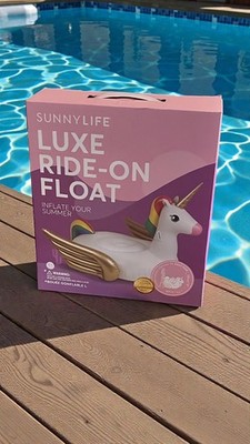 Sunnylife Luxe Ride-On Unicorn Pool Float 63  Large Inflatable Gold Wings 