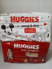 Huggies Little Snugglers/Huggies Snug and Dry Lot Of 2 New Diapers Size 1