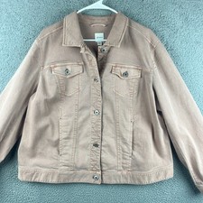 J Jill Denim Jean Jacket Womens XL Pink Trucker Coat Western Cowgirl Fall Autumn