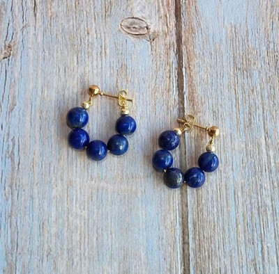Vintage Lapis Lazuli 14k Gold Plated Earrings Birthday Gifts For Women 