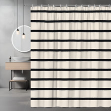 Black and White Striped Shower Curtain - Modern Fabric Design