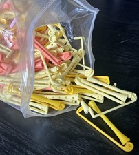 Perm Rods Plastic Swing Arm Rollers Size 3 Curlers Lot 120 Vintage Yellow Pink