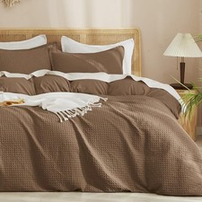Waffle Duvet Cover Set King Size, No Snagging Ultra Soft Luxury Textured