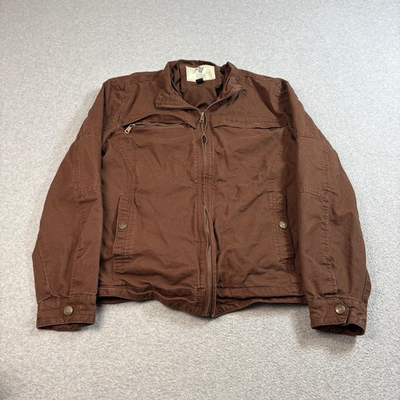 #ad WenVen Jacket Mens Medium Brown Full Zip Chore Barn Outdoor Workwear Utility Y2K $39.99