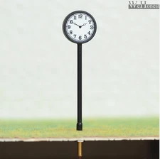 2 x O scale model railroad modern station platform clock LED street light