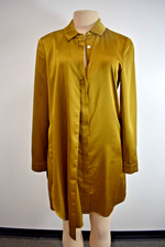 Marciano Guess Dark Gold Satin Cocktail Shirt Dress Size XSmall On Sale nt