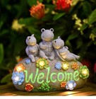 Solar Frog Statues for Garden Decor: Welcome Sign Outside Lawn Sealed New Gift