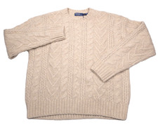 Polo Ralph Lauren Wool Sweater Mens XL Aran Cable Knit Cream Alpaca PRL NWT
