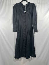 NWT $278 Reformation [ 2 ] Halia Long Sleeve Button-Up Dress in Black #S1392