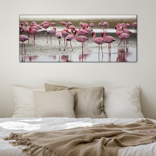 Leinwand Bild Canvas Wandbild XXL Wohnzimmer Rosa Flamingos in Namibia 125x50 - Bild 3 von 11