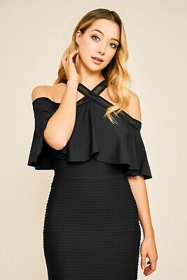 即着!国内発送!Tadashi Shoji dress4 Tadashi Shoji Crystal Pintuck Stretch Jersey Off Shoulder