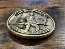 NOS JADCO 80s NRA National Rifle Association Life Member Gun Brass Belt Buckle