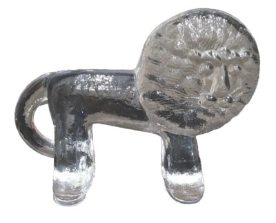 an09　KOSTA BODA ライオン　ZOOシリーズ クリスタルガラス 凹み Glass Lion Figure Kosta Boda Art Glass Zoo Series Paperweight