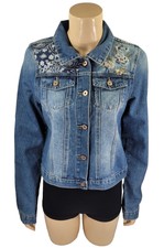 Paparazzi Blue Jean Jacket, Embroidered Bandana Accents, Women’s Sz M, Nwt