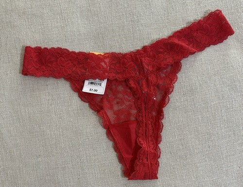 NWT Auden Womens Size Medium Panty Red Thong Lace Floral Intimates - Picture 6 of 6