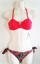 NEW Submarine Womens Jrs Swimsuit Bikini Coral/Snakeskin 2/4 120 Retail