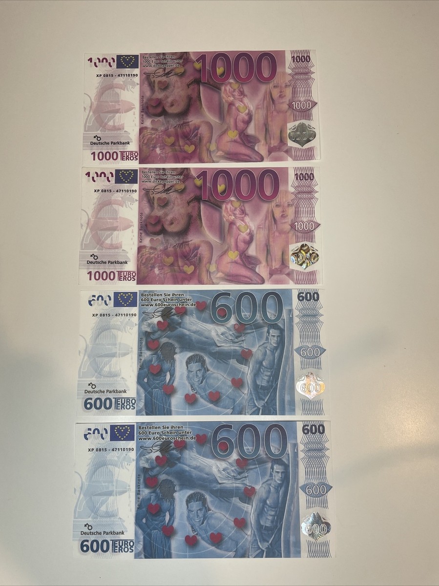 Euro Scheine Banknoten EURO - 2x 1000 €, 2x 600 € Erotik, Spaßgeld Sammler  Rar | eBay.de