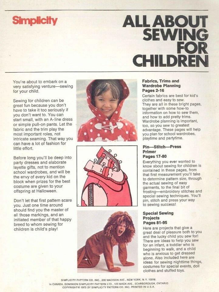 Simplicity All About Sewing for Children 1973 Beginner How To Time Saving Tips - Image 3 of 4