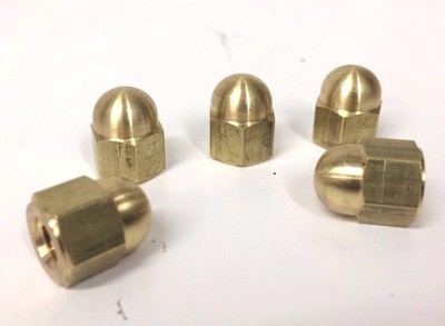 5 HIGH CROWN BRASS ACORN NUTS 3/8''-16 harley hd chopper bobber cafe xs650 cb
