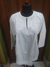 SPECIALIZATION 2XL 46" HANDMADE CHIKAN EMBROIDERY 100 COTTON TOP HANDMADE KURTI