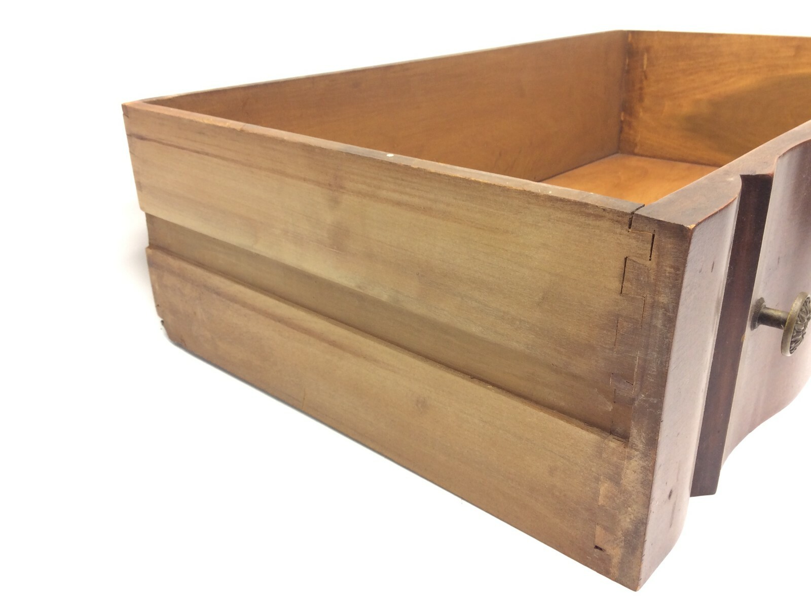 Vintage Old Wood Wooden Large Dresser Drawer Brass Knobs Furniture Part