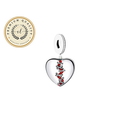 Heart Dangle Charm For Bracelet, Broken Heart Charm, Sterling Silver Charm