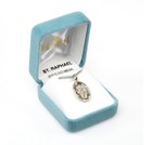 St. Raphael Sterling Silver Oval 0.9" Medal, Gift Box, 20" Chain, US Made