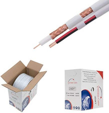 Bulk Siamese RG59/U Cable, 20AWG  18/2AWG, 95 Shielding, CCTV Video Wire Whit