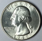 1949-D 25C Washington Quarter BU Uncertified #