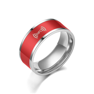 Lucky Red Stainless Steel Smart NFC Ring Men Women Personality Fashion Rings Key