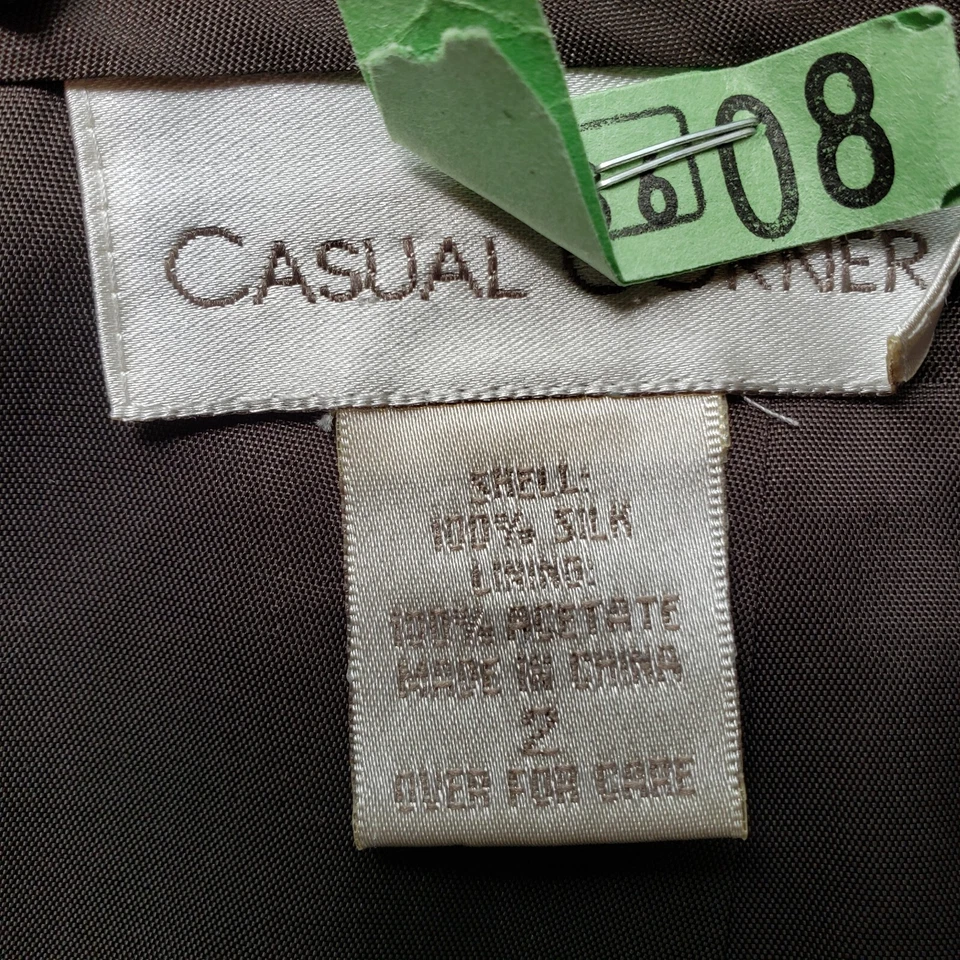 Falda informal esquinera 100 % seda talla 2 abertura trasera bordada cachemira gris oscuro forrada Foto 3 de 4