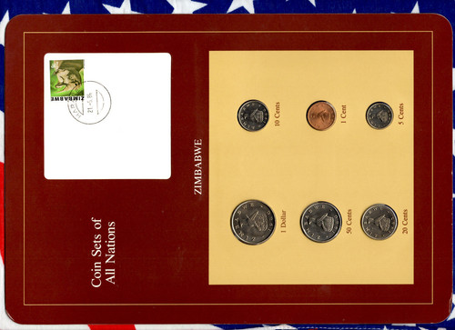 Coin Sets of All Nations Zimbabwe w/card UNC All 1980 but 1,20 cents 1983