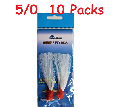 10 Packs 5/0 Rigs Shrimp Fly White Rockfish Bait Saltwater Fishing Lures |  eBay