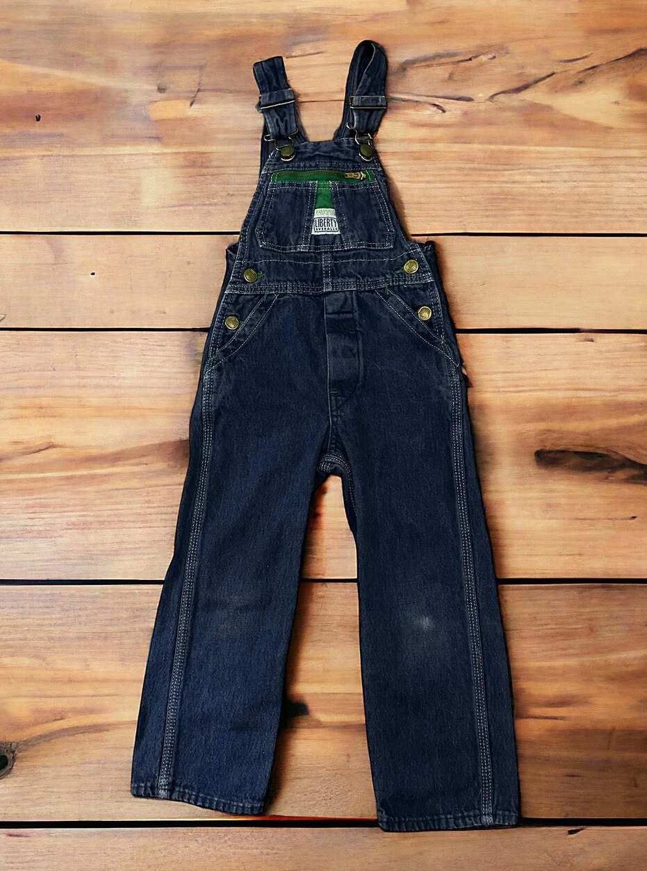 LIBERTY Denim Jean Bib Overalls Straight Leg Blue Youth Boys Girls Sz 5 Regular