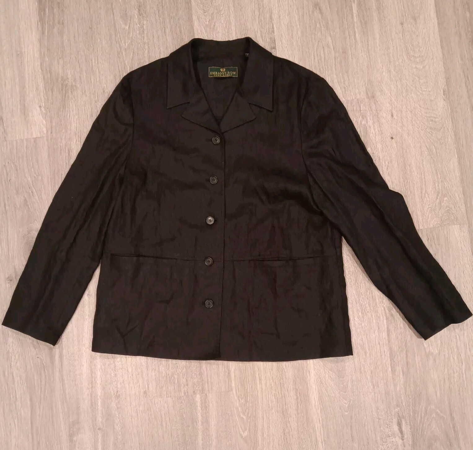 FILA Giacca di lino vintage Embassy Row donna taglia 10 nera tasche traspirante