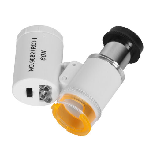 60x Focus Microscopio Tascabile LED UV Lampada UV Gioielli Ingrandimento Gioielli 3 Colori - Foto 1 di 14