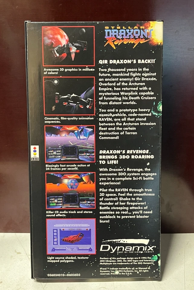 1994 Stellar 7 Draxon's Revenge Long Box Panasonic 3DO - Authentic - Untested - Image 3 of 4