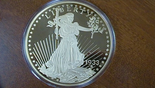 1933 Gold Double Eagle Jumbo Coin Gold Plated American Mint 4" Dia